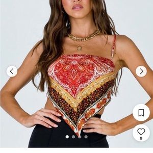Princess Polly Red and Gold Bandana Top